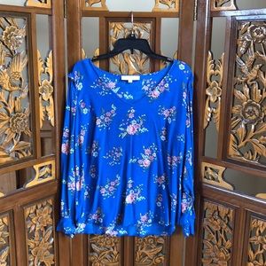 Loft Floral Ruffle Accent Blouse Size 16